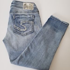 Silver Aiko Super Stretch Blue Jeans Crop Capri 28